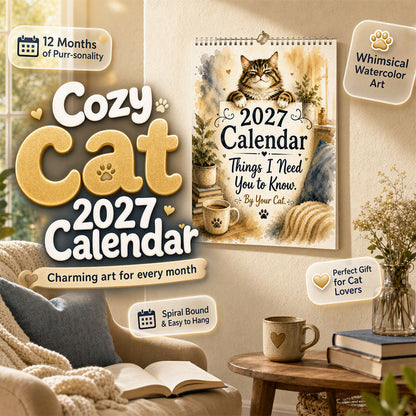 🐱🔥 50% KORTING! 2027 Katten Muurkalender – Maandelijkse Schattige Katten, Groot Datarooster, Dik Papier, Wanddecoratie voor Thuis & Kantoor ✨