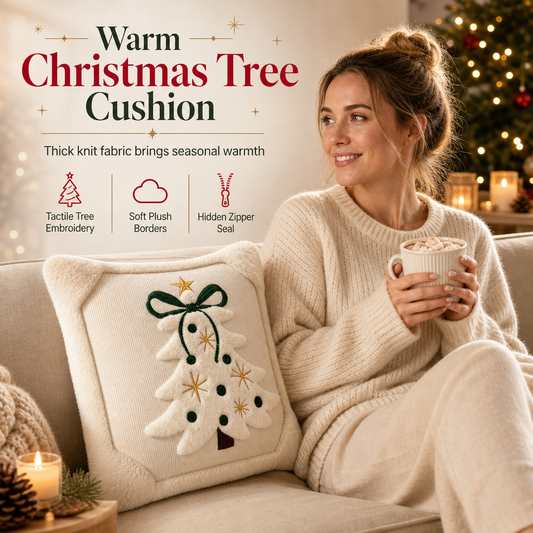 🎄 Geborduurde Kerstboom Kussenhoes met Strik 45x45cm Decoratieve Kussenhoes voor Bank & Woonkamer 🧸