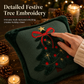 🎄 Geborduurde Kerstboom Kussenhoes met Strik 45x45cm Decoratieve Kussenhoes voor Bank & Woonkamer 🧸