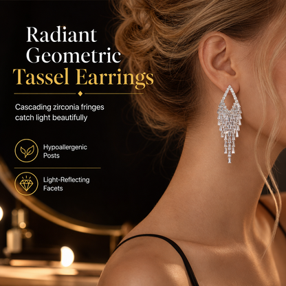 ⏳ 50% KORTING! ⏰ Rhombus oorbellen met kristallen kwastjes en S925-stiften