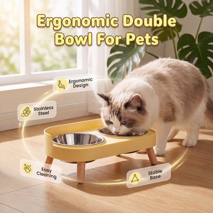 🐾 50% KORTING! ✨ Ergonomische, verhoogde dubbele voerbak voor huisdieren met roestvrijstalen kommen – 3,9" verhoogde hoogte aanbevolen door dierenartsen, anti-morsgroef, roestvrije kommen van voedselkwaliteit en een stabiele, antislipvoet 🥣