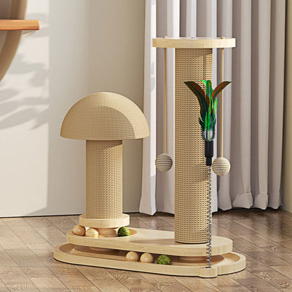 ⏳ 50% KORTING! ⏰ Interactive Cat Scratching Post – Sisal-Wrapped Durable Post, Feather Teaser & Ball Toys & Sturdy Stable Base – Healthy Scratching & Hours of Fun 🎾
