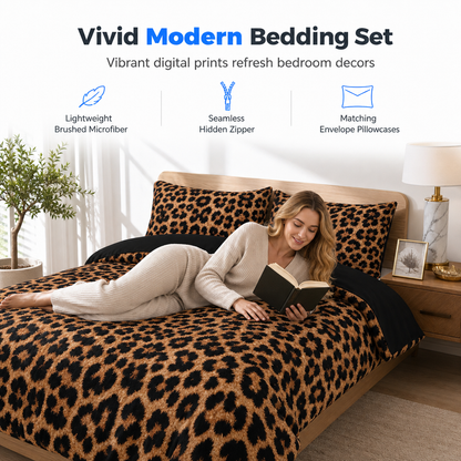 ⏳ 50% KORTING! ⏰ Dekbedovertrek-set, digitale print – polyester, met bijpassende kussenslopen🐆