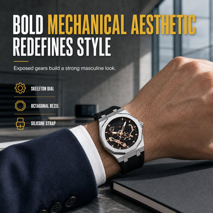 ⏳ 50% KORTING! ⏰ Sportief quartzhorloge voor heren met lichtgevende wijzers in mechanische stijl, datum- en kalenderweergave en waterdichtheid