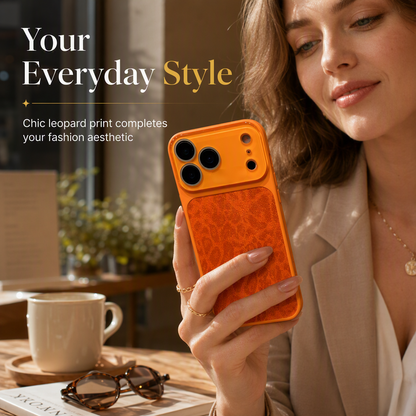 🐆 Telefoonhoesje met luipaardprint en groot venster voor de camera📱 – Stijlvolle, schokbestendige hoes, krasbestendig en slank ontwerp voor dagelijks gebruik ✨