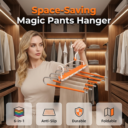 📢📢50% KORTING!! ⏰ Ruimtebesparende broekenhanger met meerdere lagen – Verticale kastorganizer voor jeans, broeken, sjaals en stropdassen, compact opbergrek voor de kledingkast ✨