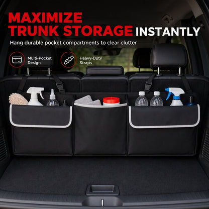 ✨NU 50% KORTING🚗 🧳 Opbergtas van oxfordstof voor in de kofferbak – ophangbare opbergtas voor op de achterbank, 90 x 12 x 25 cm & duurzaam – voor SUV’s, MPV’s en stationwagens 🧹