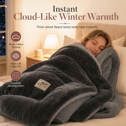 Dik, warm, melkachtig fluweelachtig winterdekbed in effen kleur, zacht fleece-dekbedvulling