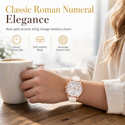 📢📢50% KORTING!! ⏰ Dameshorloge met kwartsuurwerk en leren band – Elegant, lichtgewicht, veelzijdig 🤍