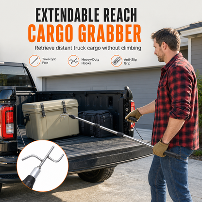 Stainless Steel Telescopic Reach Pole with Hook Multi Purpose Extendable Clothes Hanging Rod and Truck Cargo Retrieval Tool
