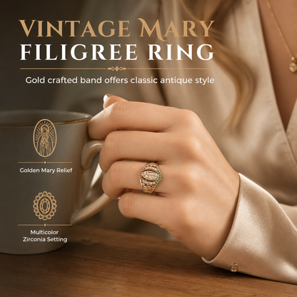 📢📢50% KORTING!! ⏰ Goudkleurige metalen ring voor dames met een godinnenportret en bloemmotief, voorzien van ovale, kleurrijke zirkonia’s, in ‘Old Money’-stijl