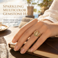 📢📢50% KORTING!! ⏰ Goudkleurige metalen ring voor dames met een godinnenportret en bloemmotief, voorzien van ovale, kleurrijke zirkonia’s, in ‘Old Money’-stijl