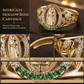 📢📢50% KORTING!! ⏰ Goudkleurige metalen ring voor dames met een godinnenportret en bloemmotief, voorzien van ovale, kleurrijke zirkonia’s, in ‘Old Money’-stijl