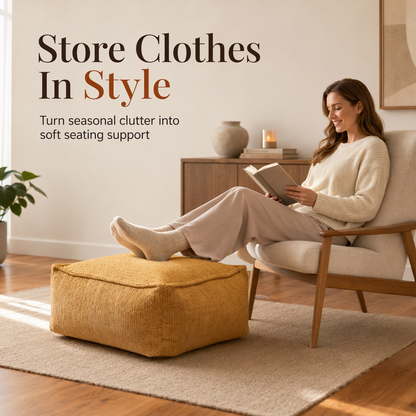 📢📢50% KORTING!! ⏰ Opbergpoefhoes – Grote ritssluiting, wasbaar & 45x45x23 cm ✨