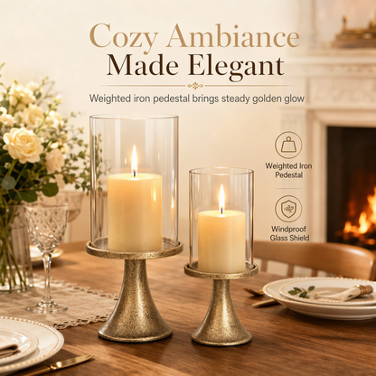 📢📢50% KORTING !! ⏰ Set vintage gouden kandelaars met glazen kappen voor bruiloften en diners bij kaarslicht