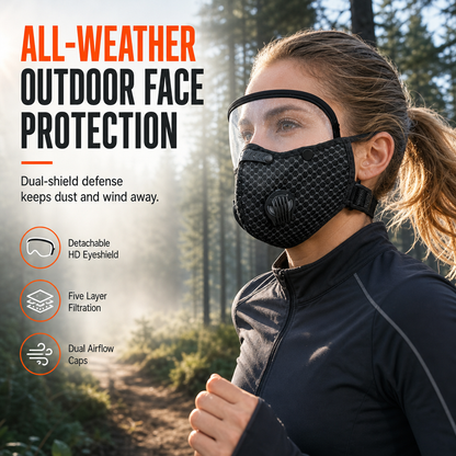 📢📢50% KORTING !! ⏰ Stof- en winddicht sportmasker voor buiten met oogbescherming en ademruimte, geschikt voor hardlopen en fietsen