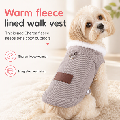 📢📢50% KORTING !! ⏰ Warm vest van lamsvacht voor huisdieren – dik gevoerd, met ingebouwde riemring voor honden en katten ✨