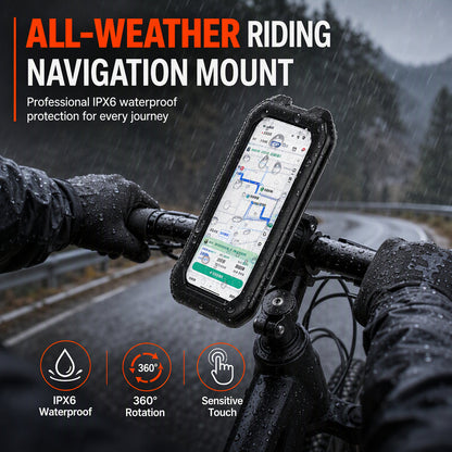 🚴Waterdichte telefoonhouder voor fiets en motor – touchscreen en 360° draaibaar