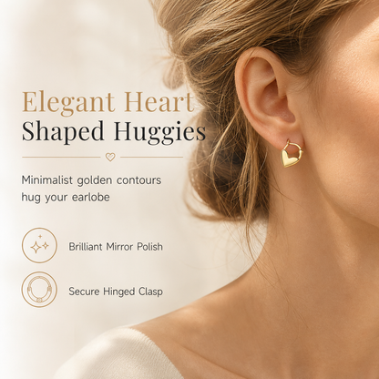 ✨Minimalistische, gladde hartvormige huggie-oorbellen voor dames: elegante en veelzijdige hartvormige oorbellen in Franse stijl