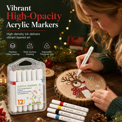 🎨 TIJDELIJKE AANBIEDING: 50% KORTING! 🖌️ Set acrylmarkeerstiften met opbergdoos – levendige kleuren, geschikt voor verschillende ondergronden, afwasbaar ✨