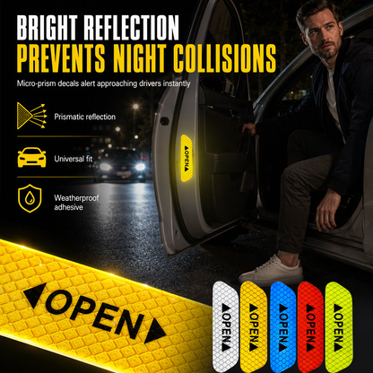 📢📢50% KORTING !! ⏰4 Stuks Reflecterende Waarschuwingsstickers voor Autoportieren OPEN Veiligheid Anti-Aanrijding Stickers