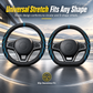⏰Four Seasons Universal lichtgevende nappalederen stuurhoes – antislip, ademend en slijtvast beschermhoes voor ronde en D-vormige sturen