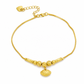 📢📢 50% KORTING✨Dubbellaagse gouden hartvormige bedel-enkelband voor dames met kleine kraaltjes – voetjuwelen als cadeau