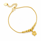 📢📢 50% KORTING✨Dubbellaagse gouden hartvormige bedel-enkelband voor dames met kleine kraaltjes – voetjuwelen als cadeau