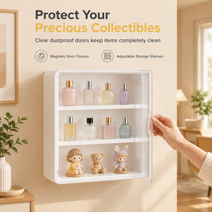 ✨🧸 Wandgemonteerde vitrine voor blind boxes: doorzichtige voorkant, magnetische deur, verstelbare planken