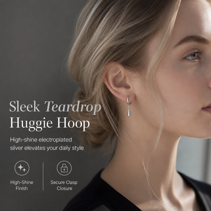 ✨💧Minimalistische hoepeloorbellen met waterdruppelvorm voor dames – elegante huggie-oorbellen, 1 paar