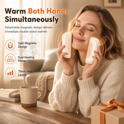 Draagbare 2-in-1 magnetische, in tweeën deelbare handwarmer met grote capaciteit en instelbare temperatuur, geschikt voor gebruik buitenshuis
